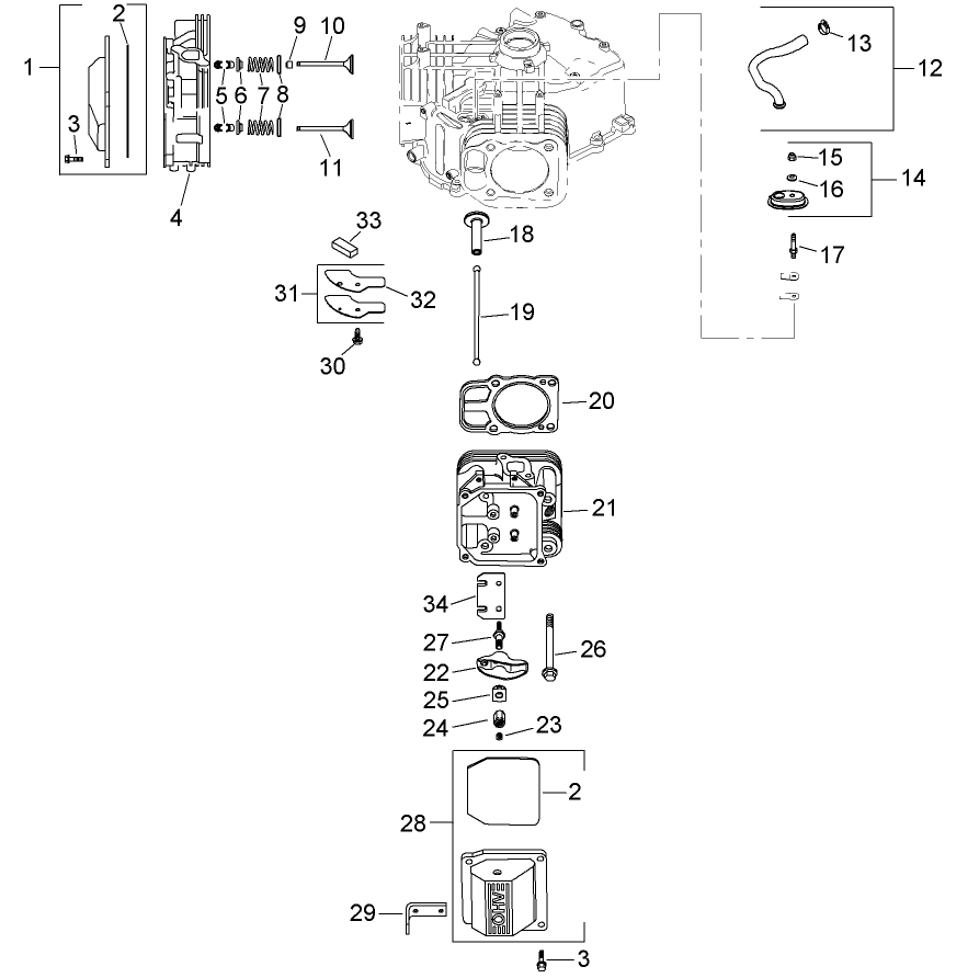 Head, Valve and Breather Assembly Kohler SV720-0030