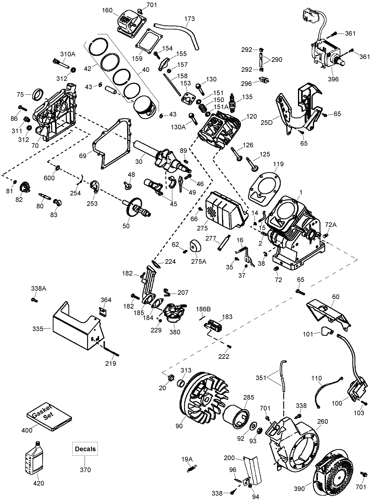 Engine Assembly No. 1 Tecumseh OH195SA-72568G