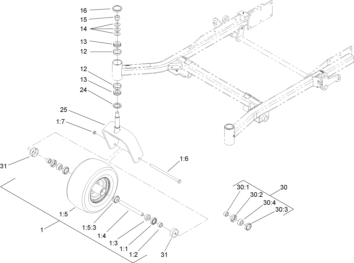 Caster Wheel and Fork Assembly