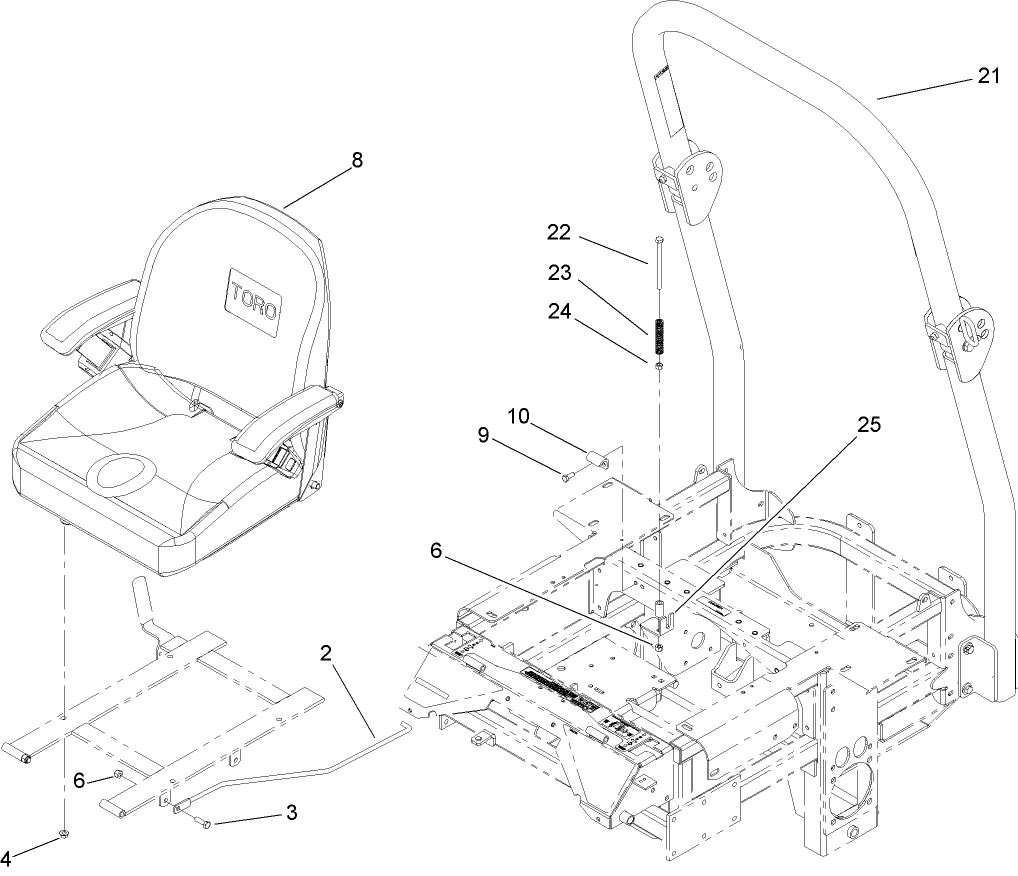 Seat and Roll-Over Protection System Assembly