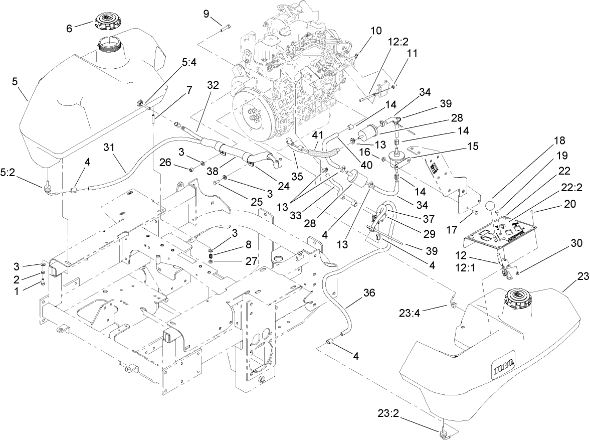 Throttle, Control Panel and Fuel Tank Assembly