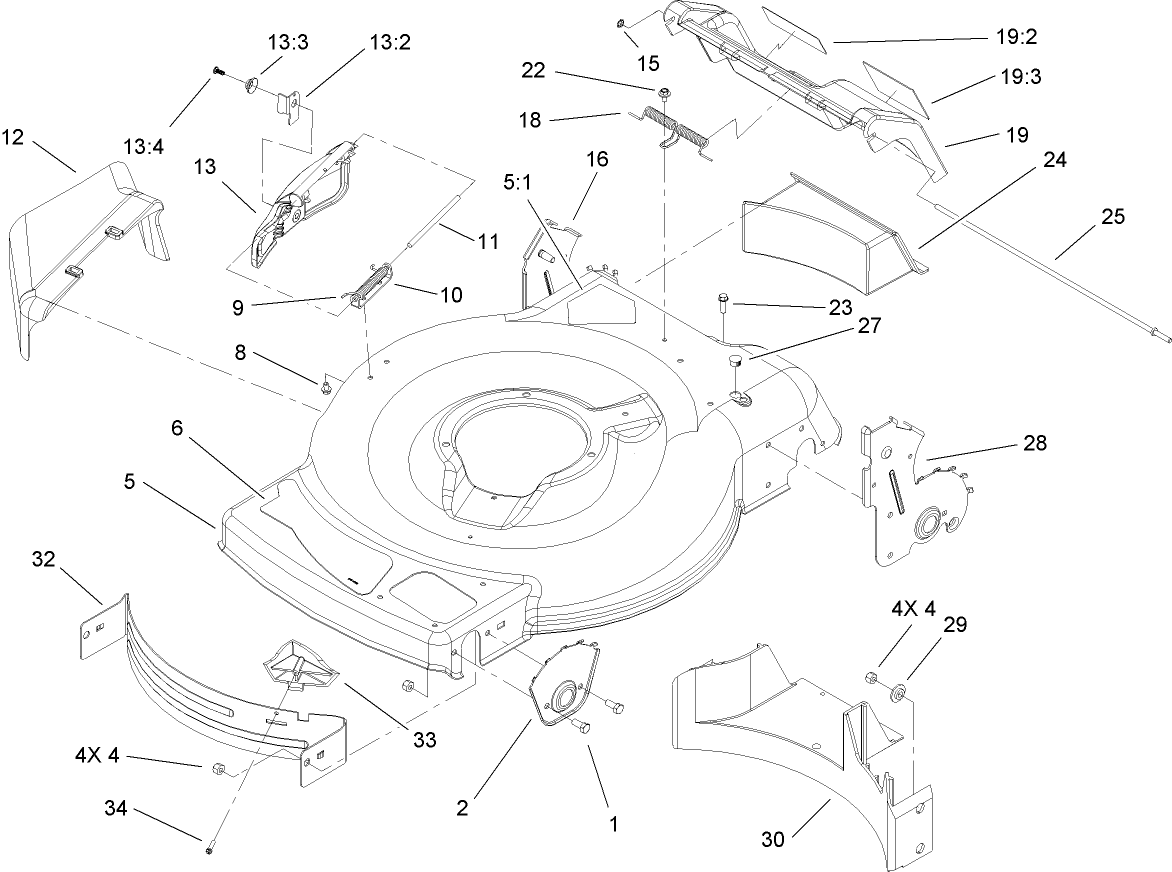 Deck, Side Chute and Rear Door Assembly