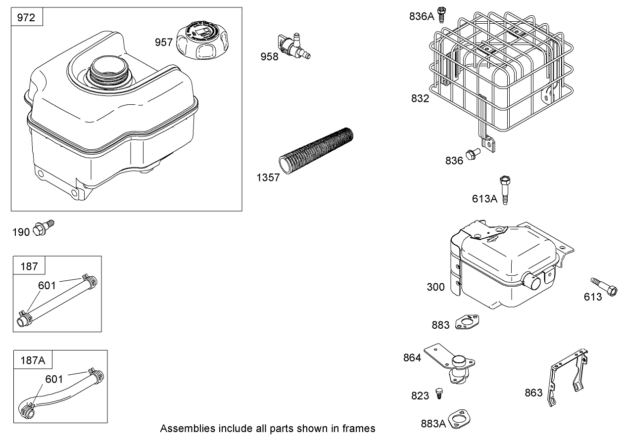 Muffler and Fuel Tank Assembly Briggs and Stratton 15D104-0112-E1
