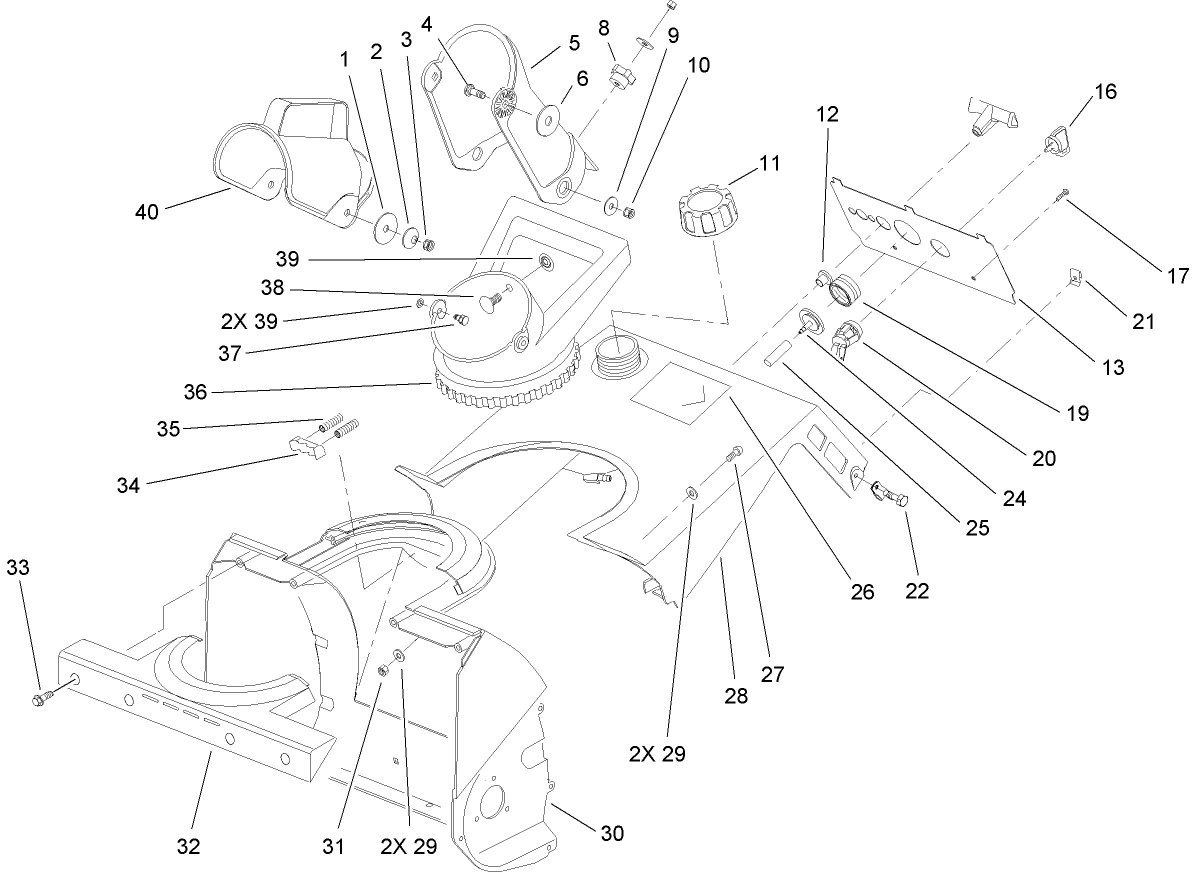 Chute and Upper Shroud Assembly