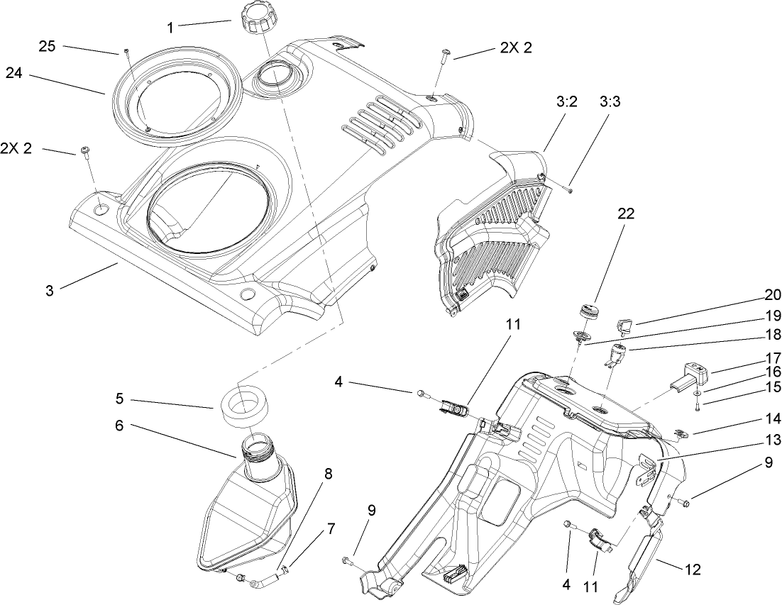 Shroud, Control Panel, and Gas Tank Assembly