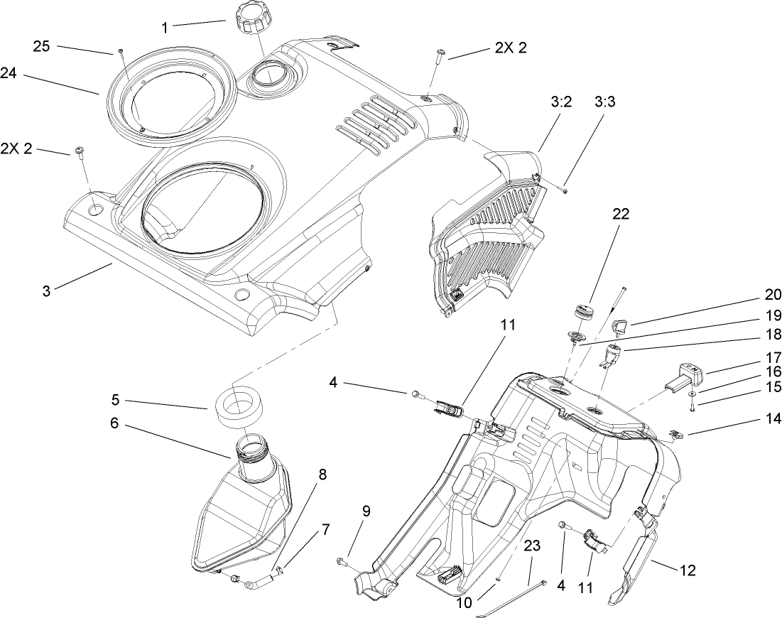 Shroud, Control Panel and Gas Tank Assembly
