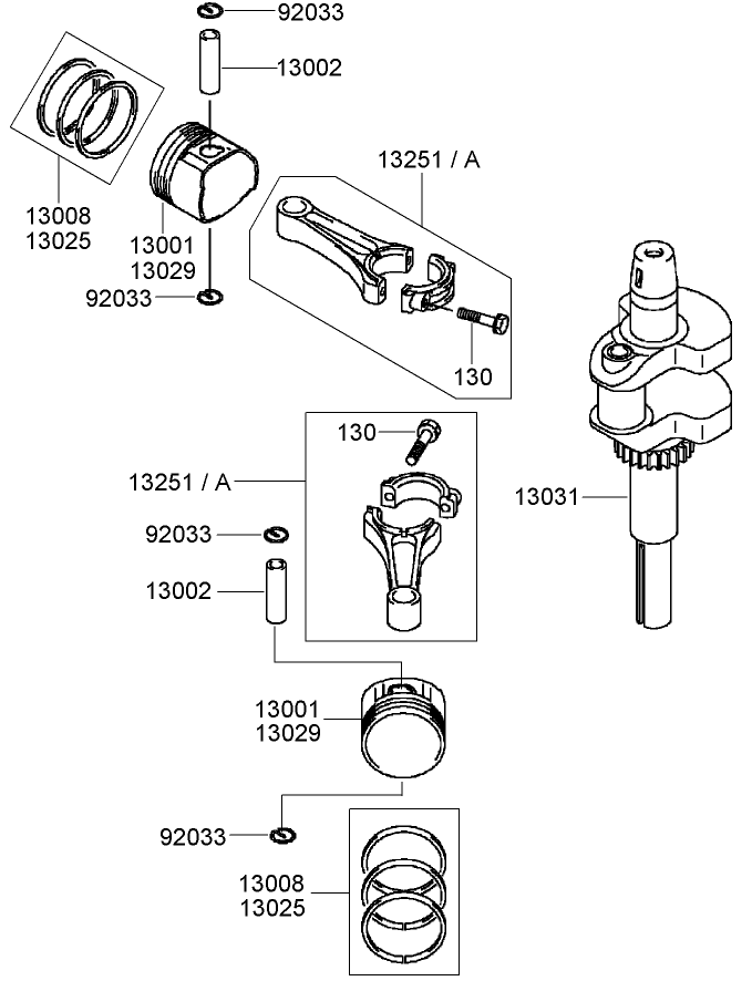 Piston and Crankshaft Assembly Kawasaki FH430V-AS35
