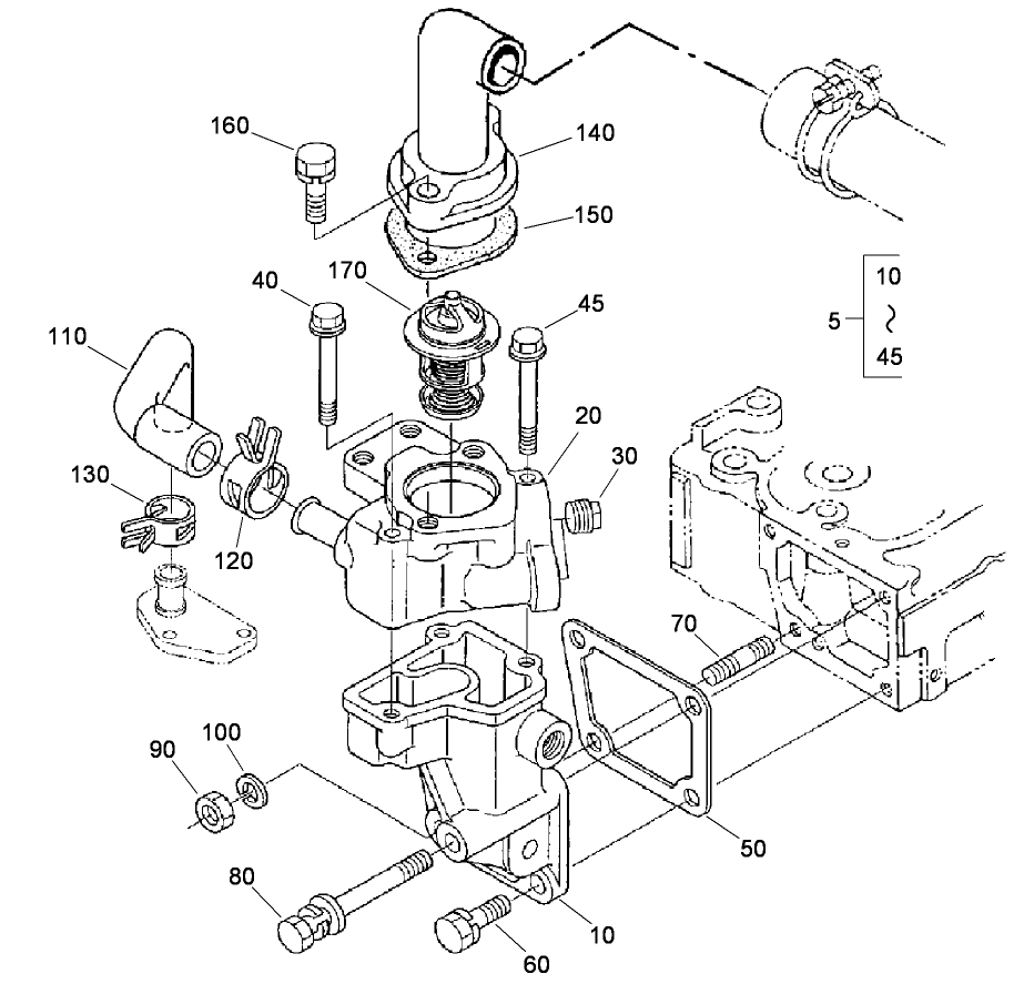 Water Flange and Thermostat Assembly