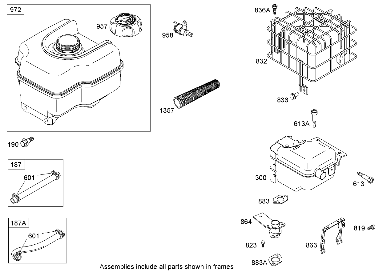 Muffler and Fuel Tank Assembly  Briggs and Stratton 15D102-0111-E1