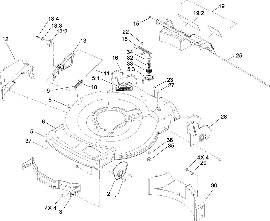Deck, Side Chute and Rear Door Assembly