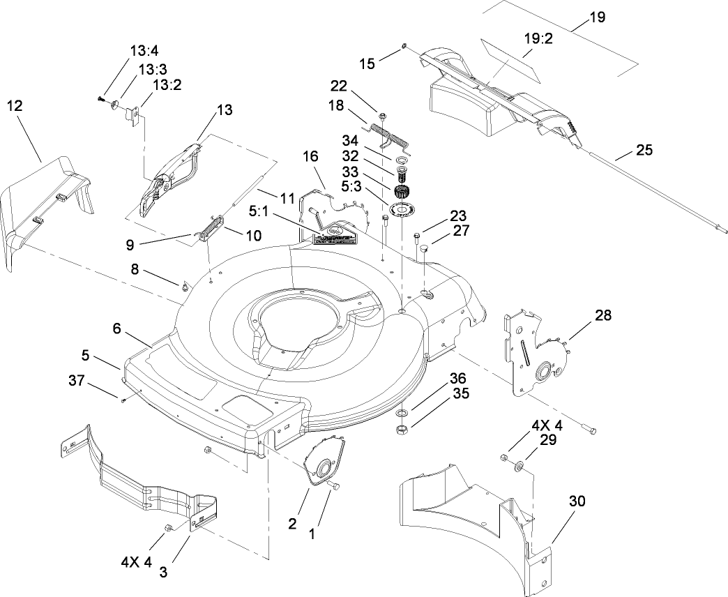 Deck, Side Chute and Rear Door Assembly