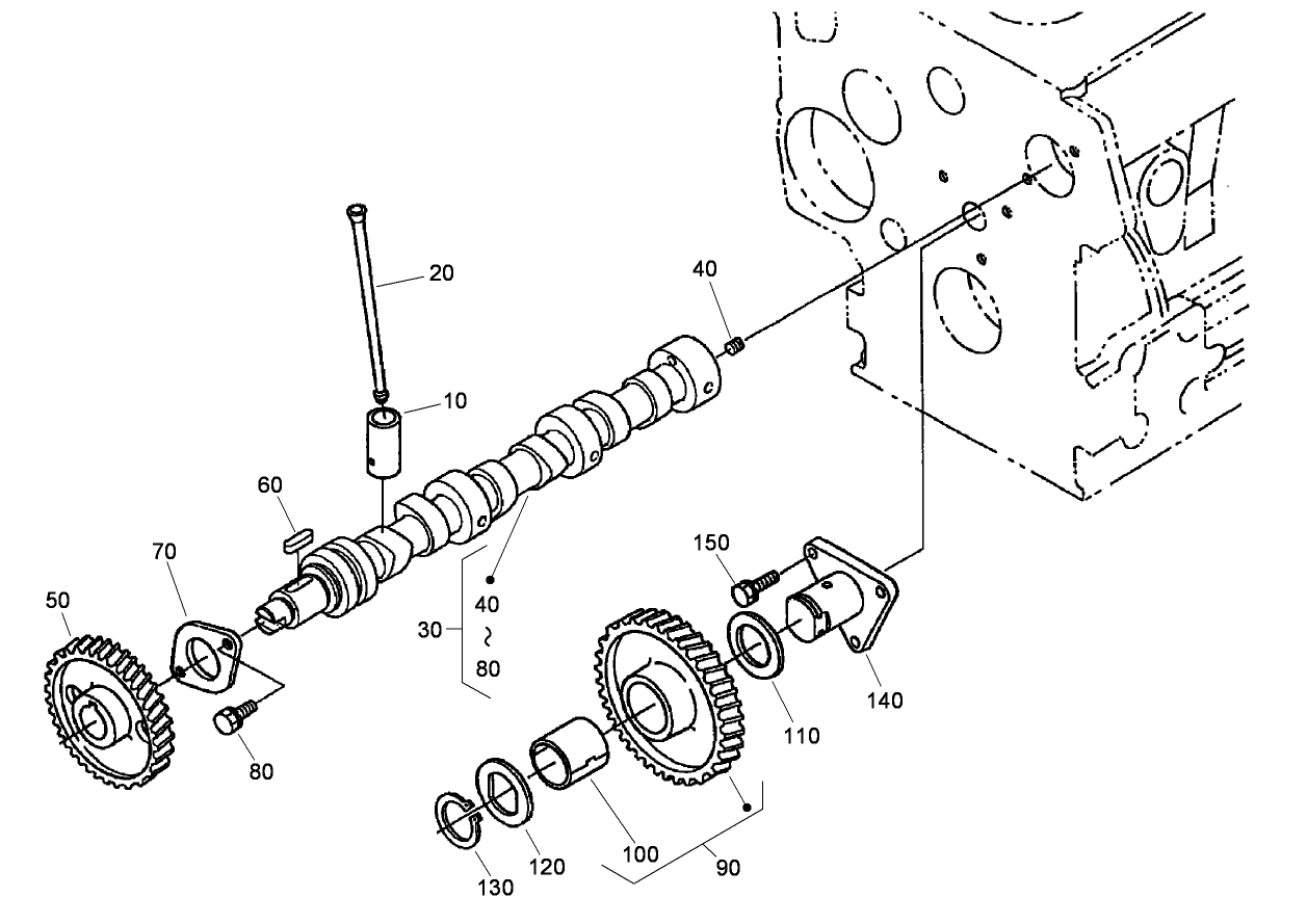Camshaft and Idle Gear Shaft Assembly