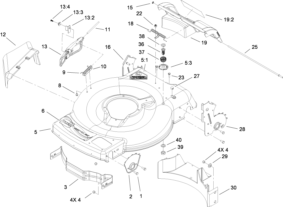 Deck, Side Chute and Rear Door Assembly