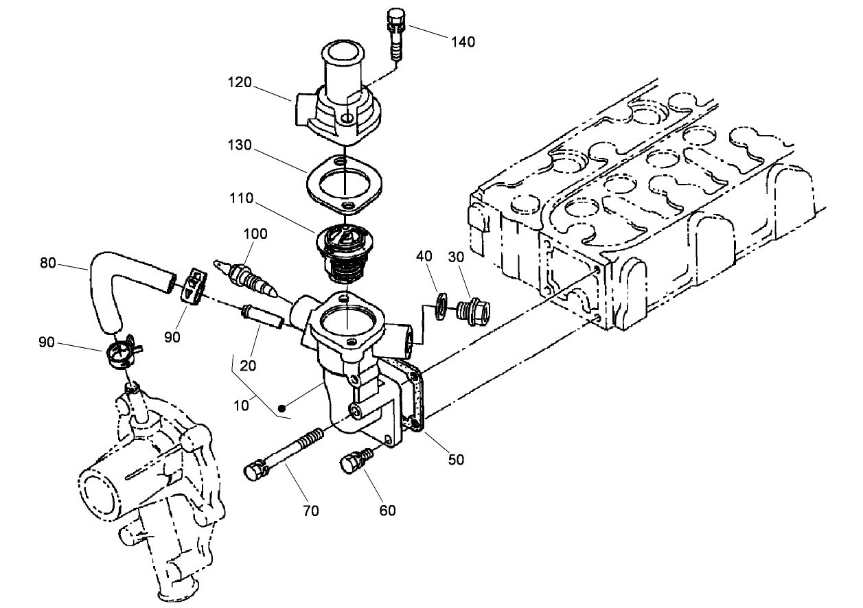 Water Flange and Thermostat Assembly
