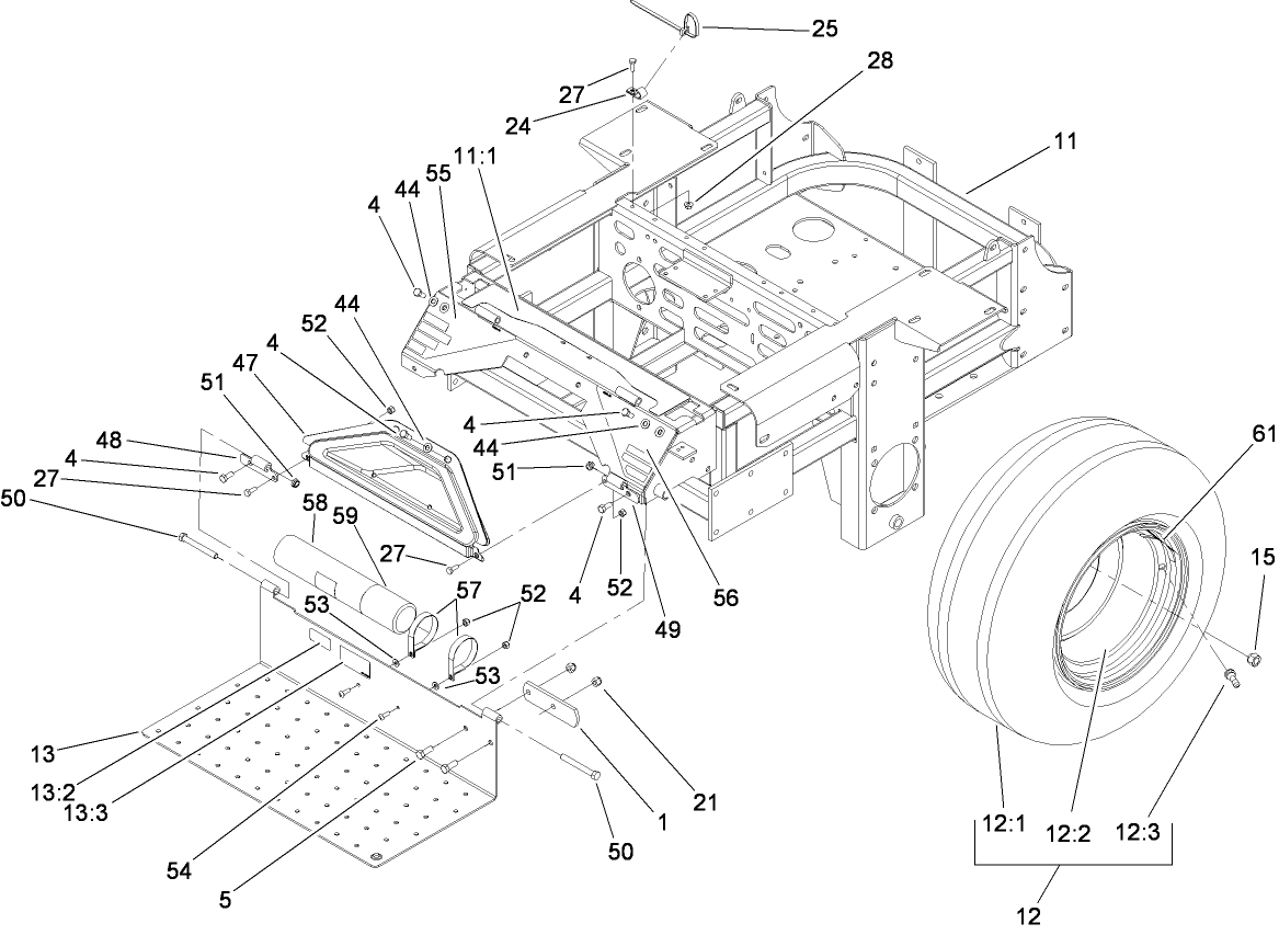 Main Frame and Rear Wheel Assembly
