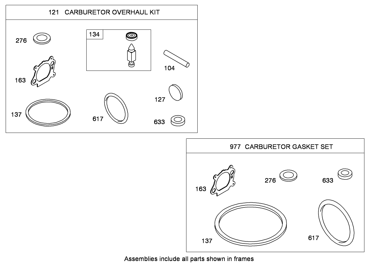 Carburetor Overhaul Kit Briggs and Stratton 124T02-0161-B1