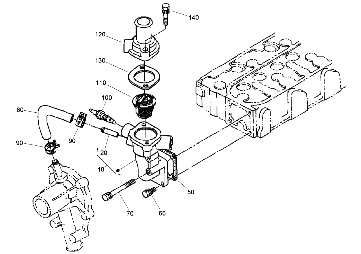 Water Flange and Thermostat Assembly