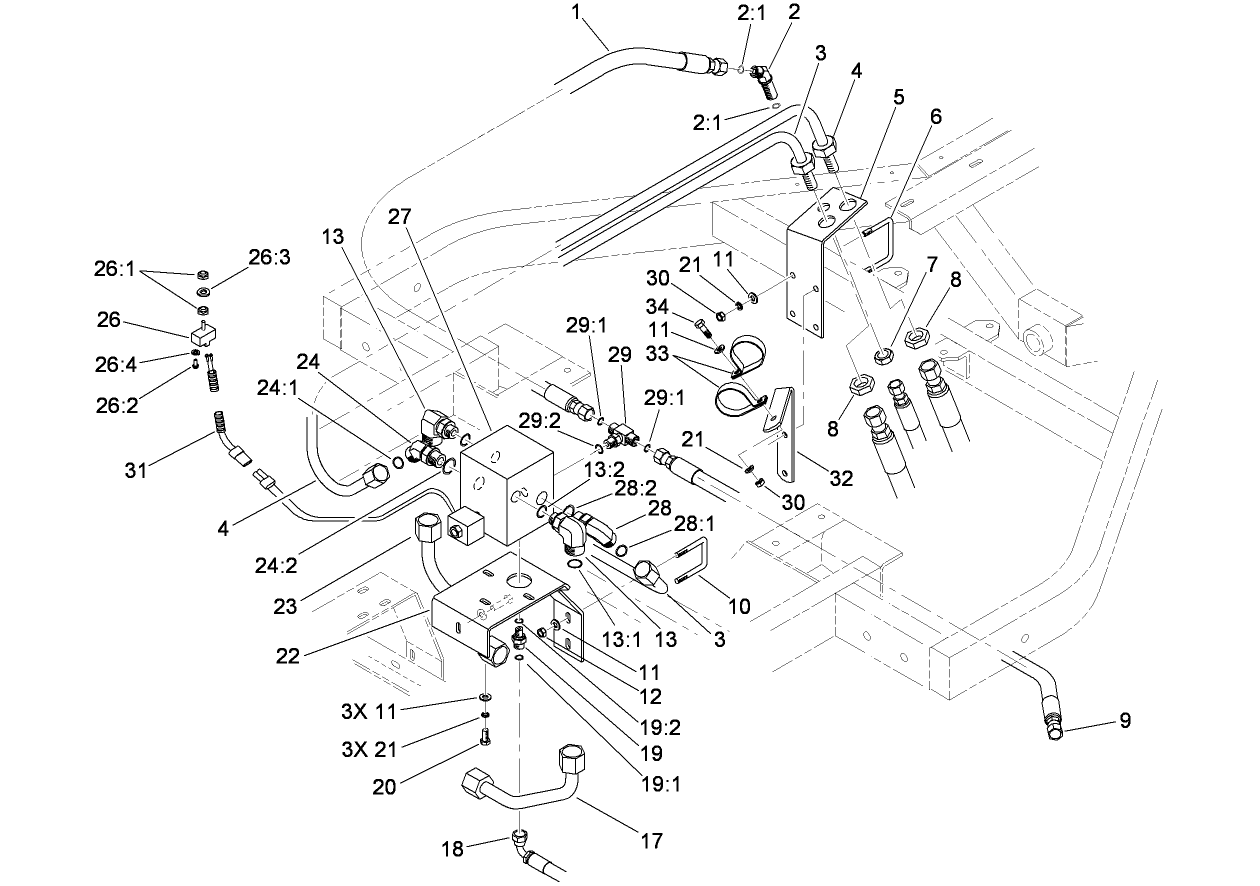 4 Wheel Drive Hydraulic Plumbing Assembly