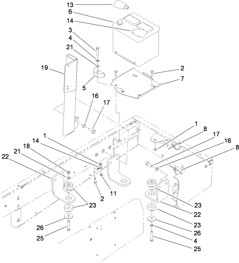 Battery and Engine Mount Assembly