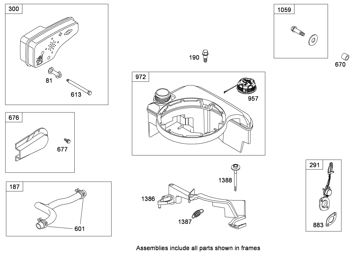 Muffler and Fuel Tank Assembly  Briggs and Stratton 126T05-0933-B1