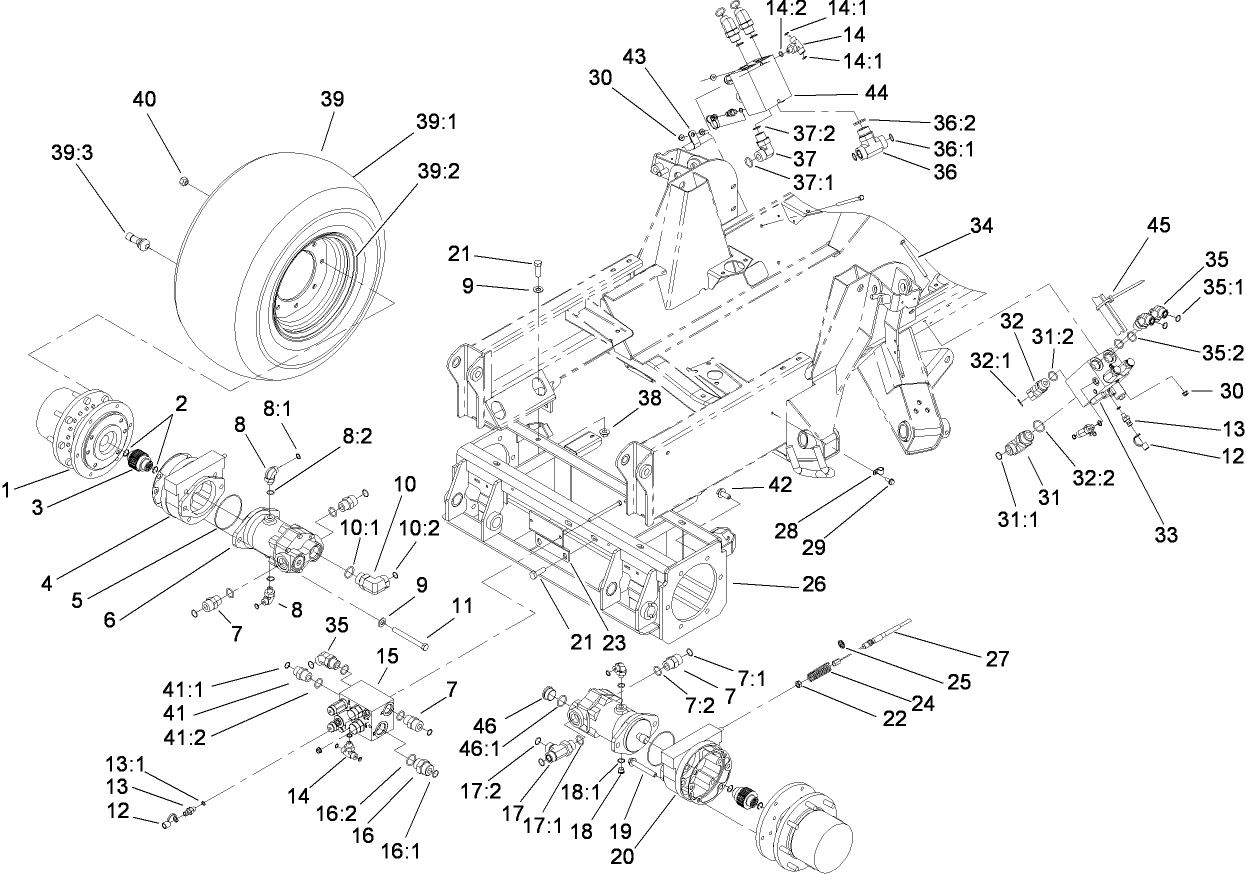 Planetary, Brake and Tire Assembly