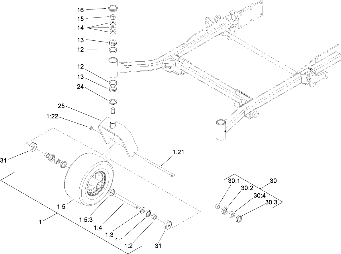 Caster Wheel and Fork Assembly