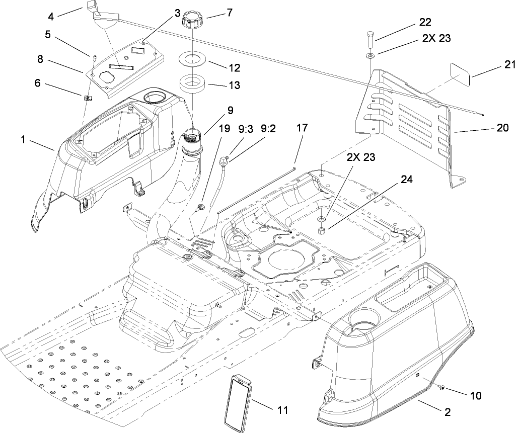 Styling and Fuel System Assembly