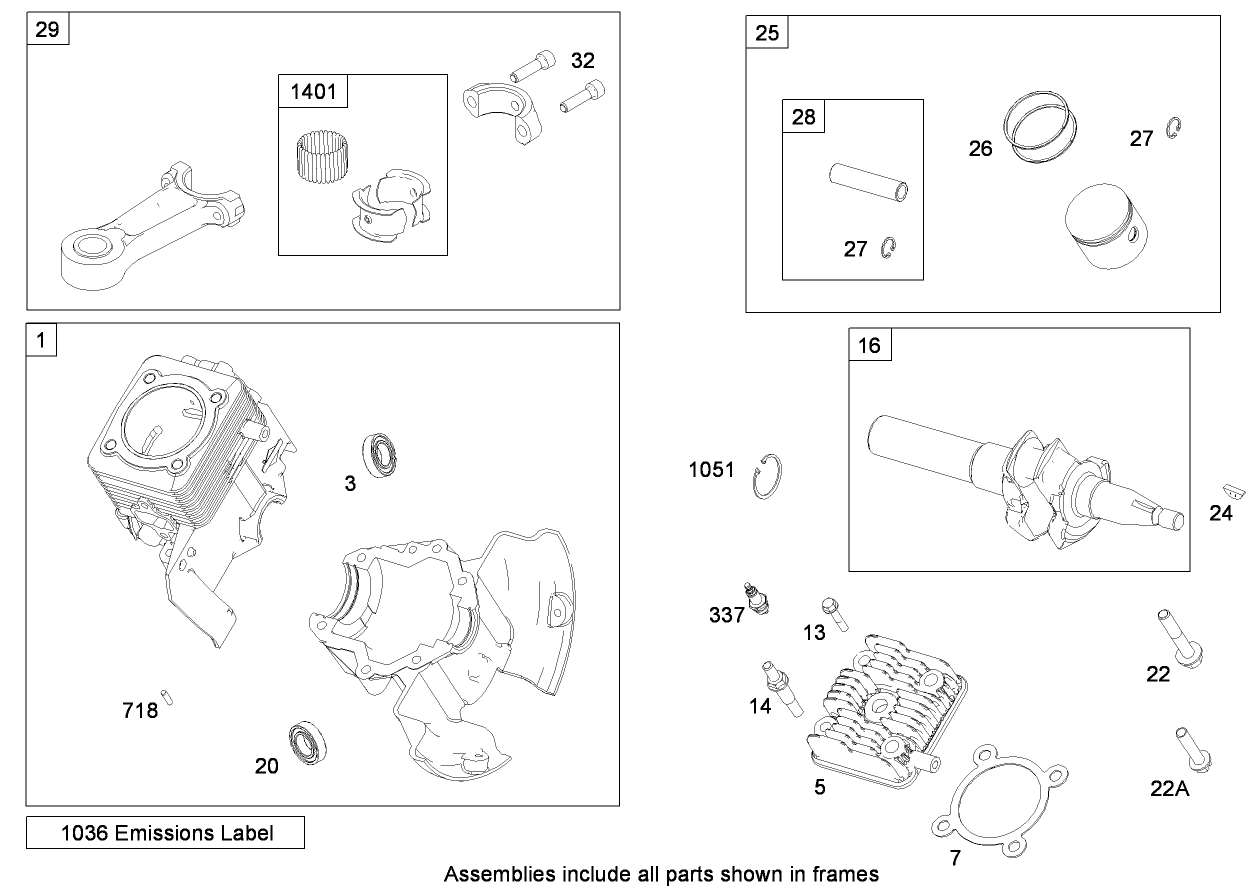 Cylinder, Piston and Connecting Rod Assembly  Briggs and Stratton 084233-0198-E8