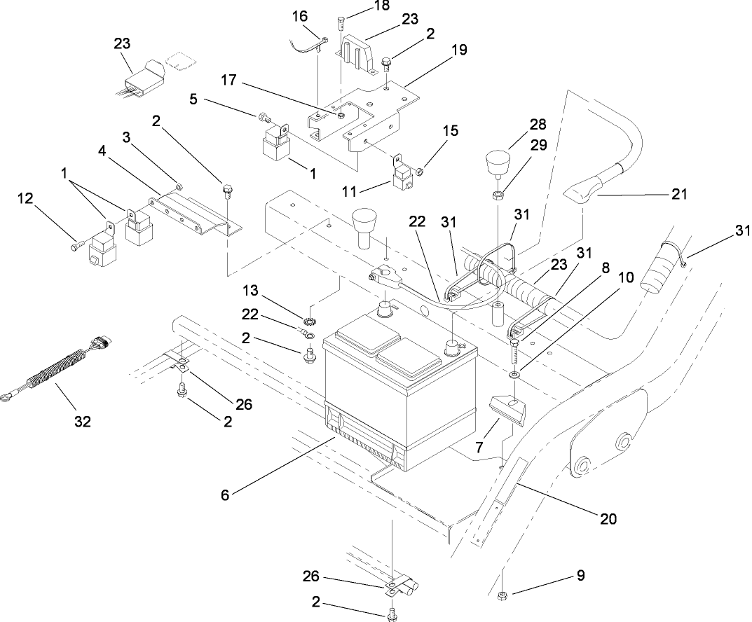 Battery and Electrical Component Assembly