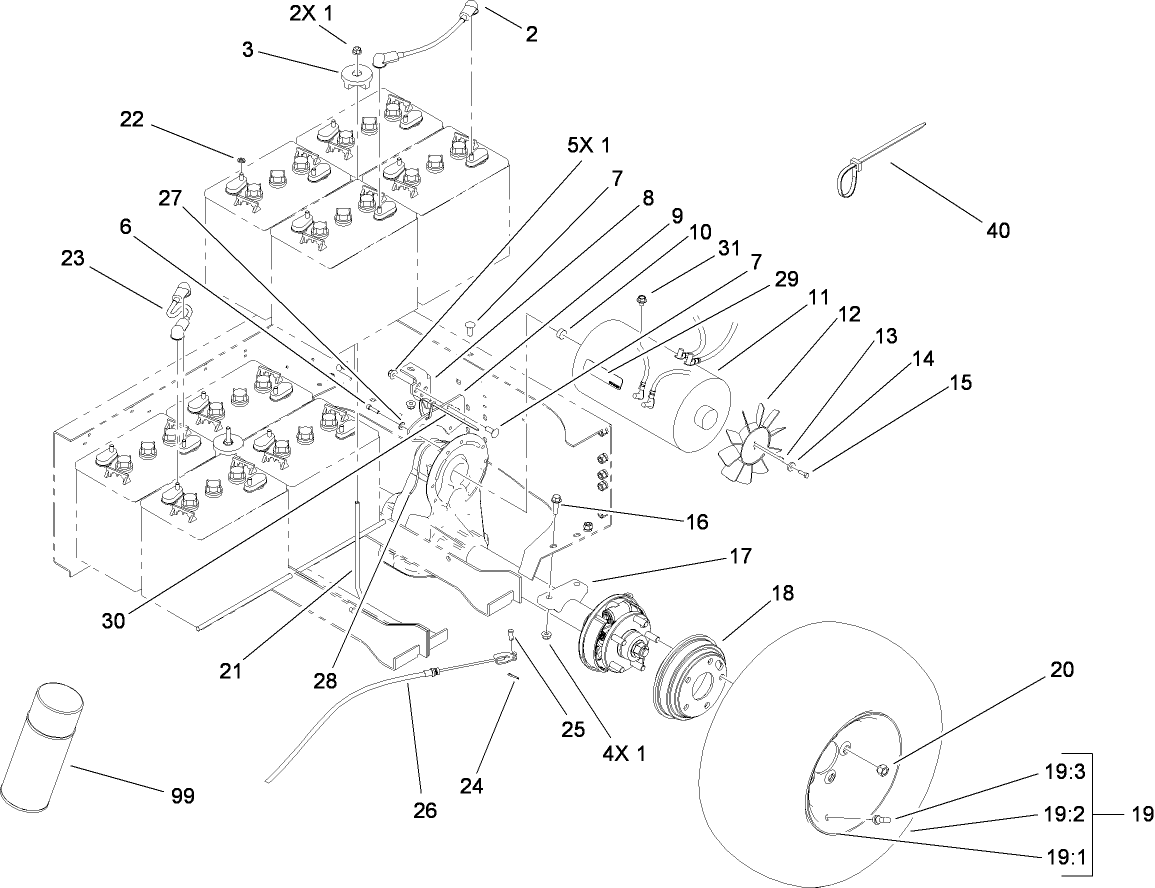 Battery and Transaxle Assembly