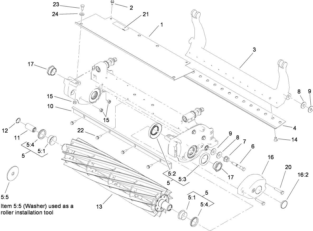 Shield, Bed Bar and Reel Assembly