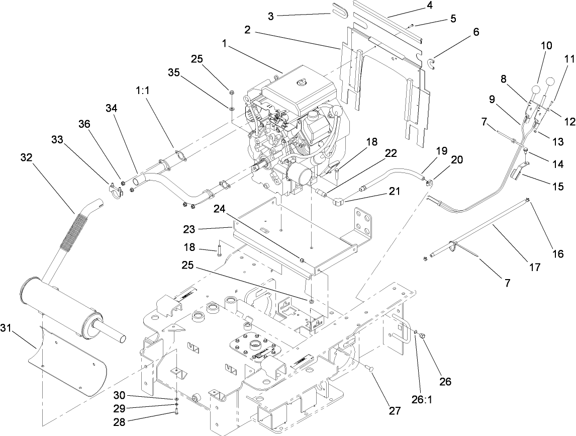 Engine and Mount Assembly