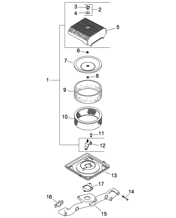 Air Intake and Filtration Assembly Kohler CH20S-64763