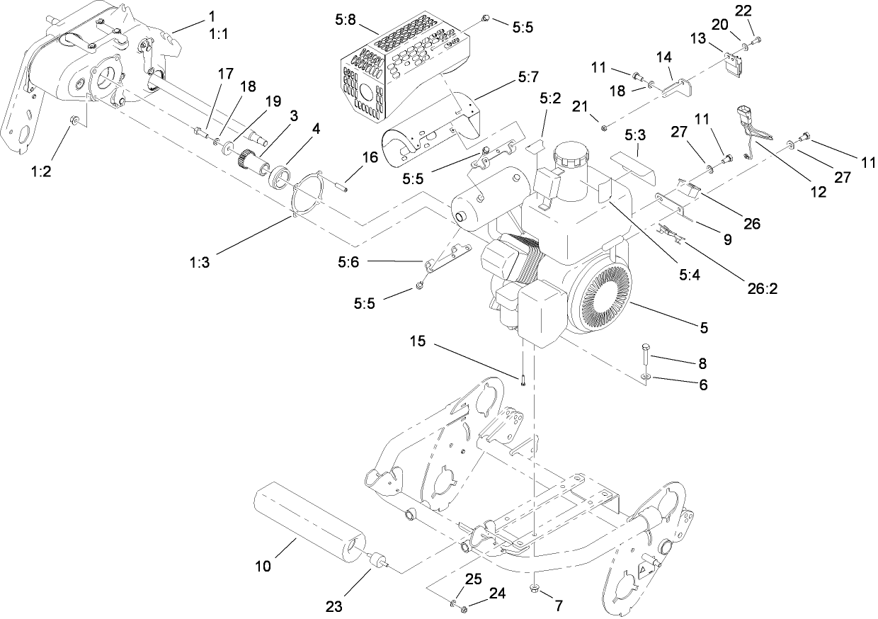 Gearbox and Engine Assembly