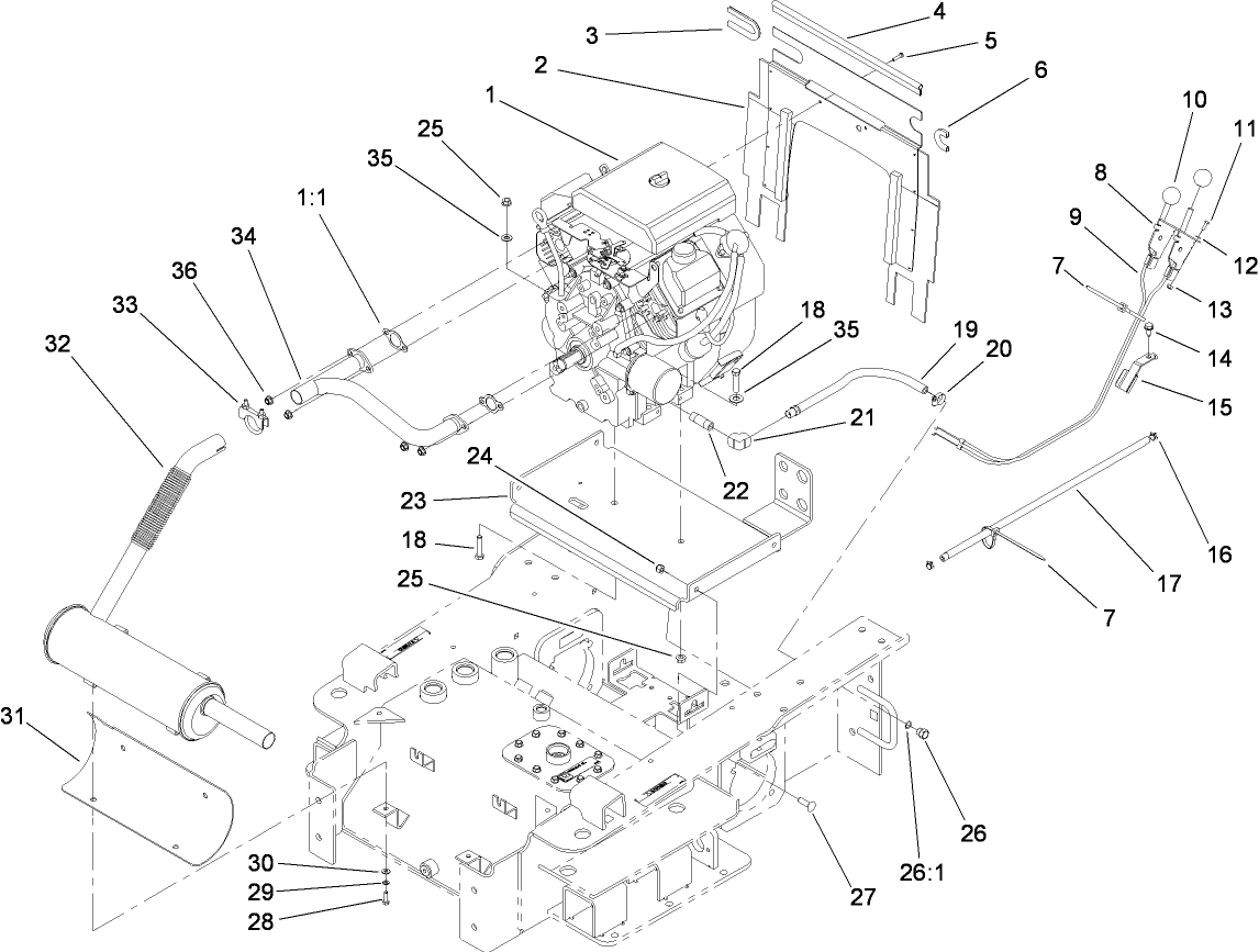 Engine and Mount Assembly