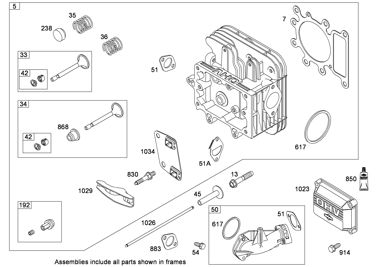 Cylinder Head Assembly  Briggs and Stratton Model 31E777-0130-E1