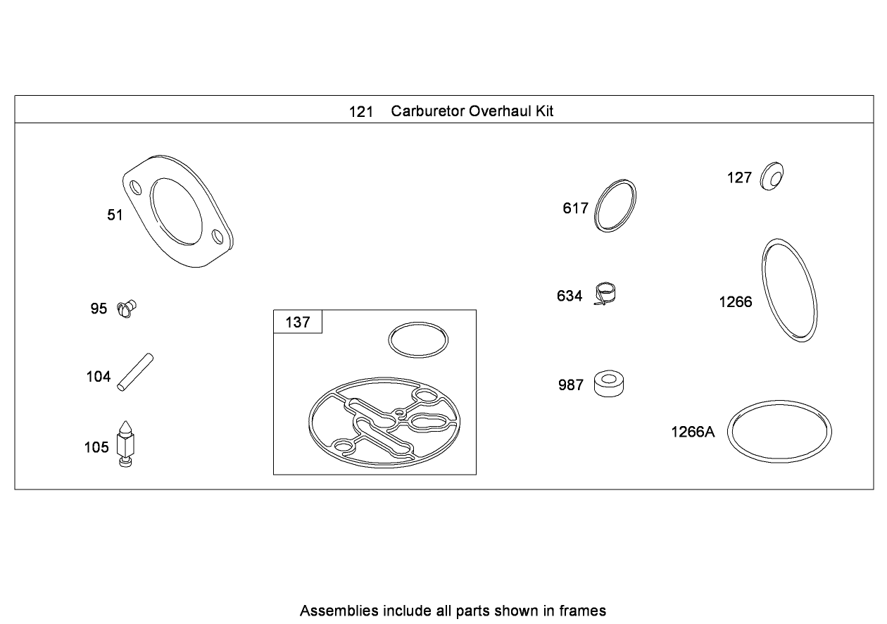 CarburetorOverhaul Kit (Nikki)  Briggs and Stratton Model 31E777-0130-E1