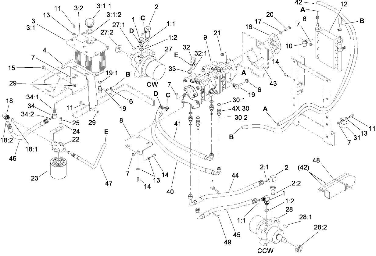Hydraulic Tank, Motor and Pump Assembly