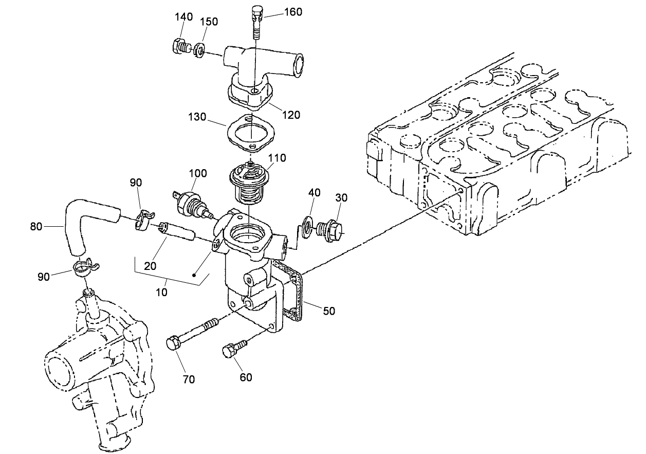 Water Flange and Thermostat Assembly