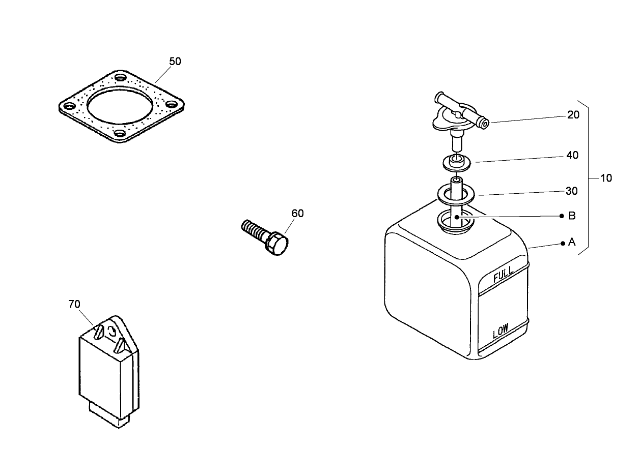 Muffler Gasket, Glow Controller and Overflow Bottle Assembly