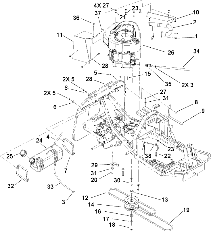 Engine and Fuel Tank Assembly