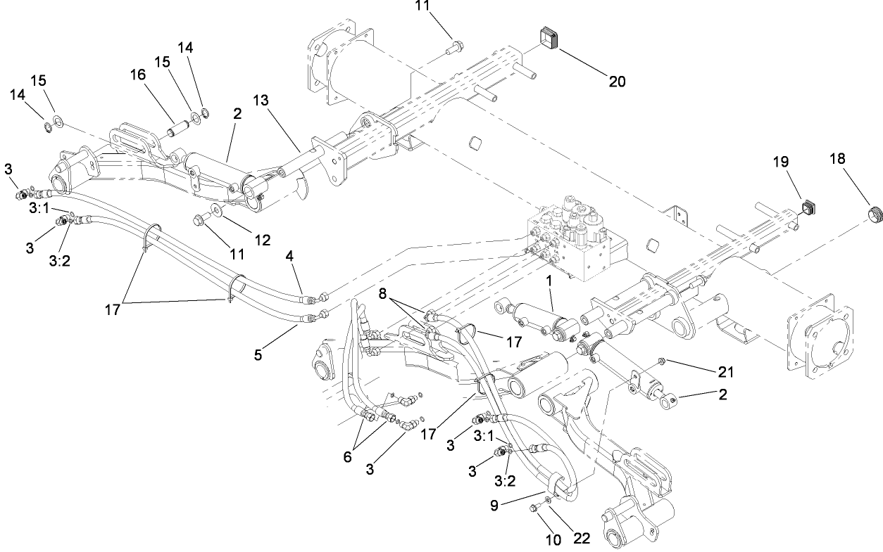 Front Lift Cylinder and Plumbing Assembly