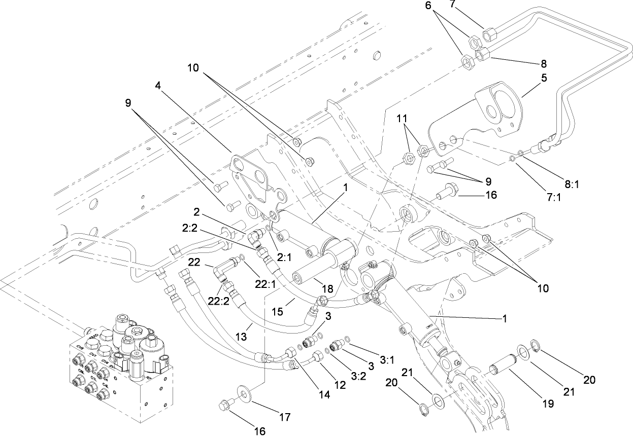 Rear Lift Cylinder and Plumbing Assembly