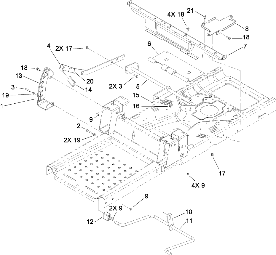 Deck Lift and Seat Support Assembly