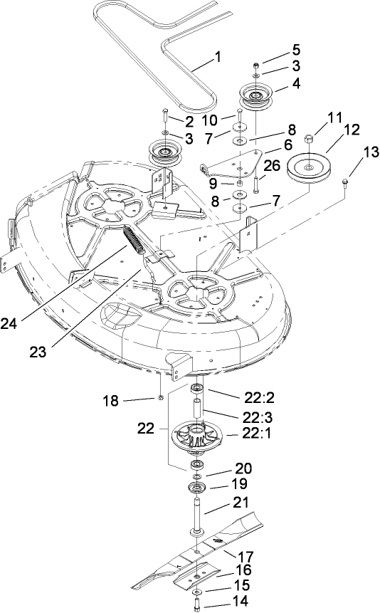 42 Inch Deck Spindle and Belt Drive Assembly