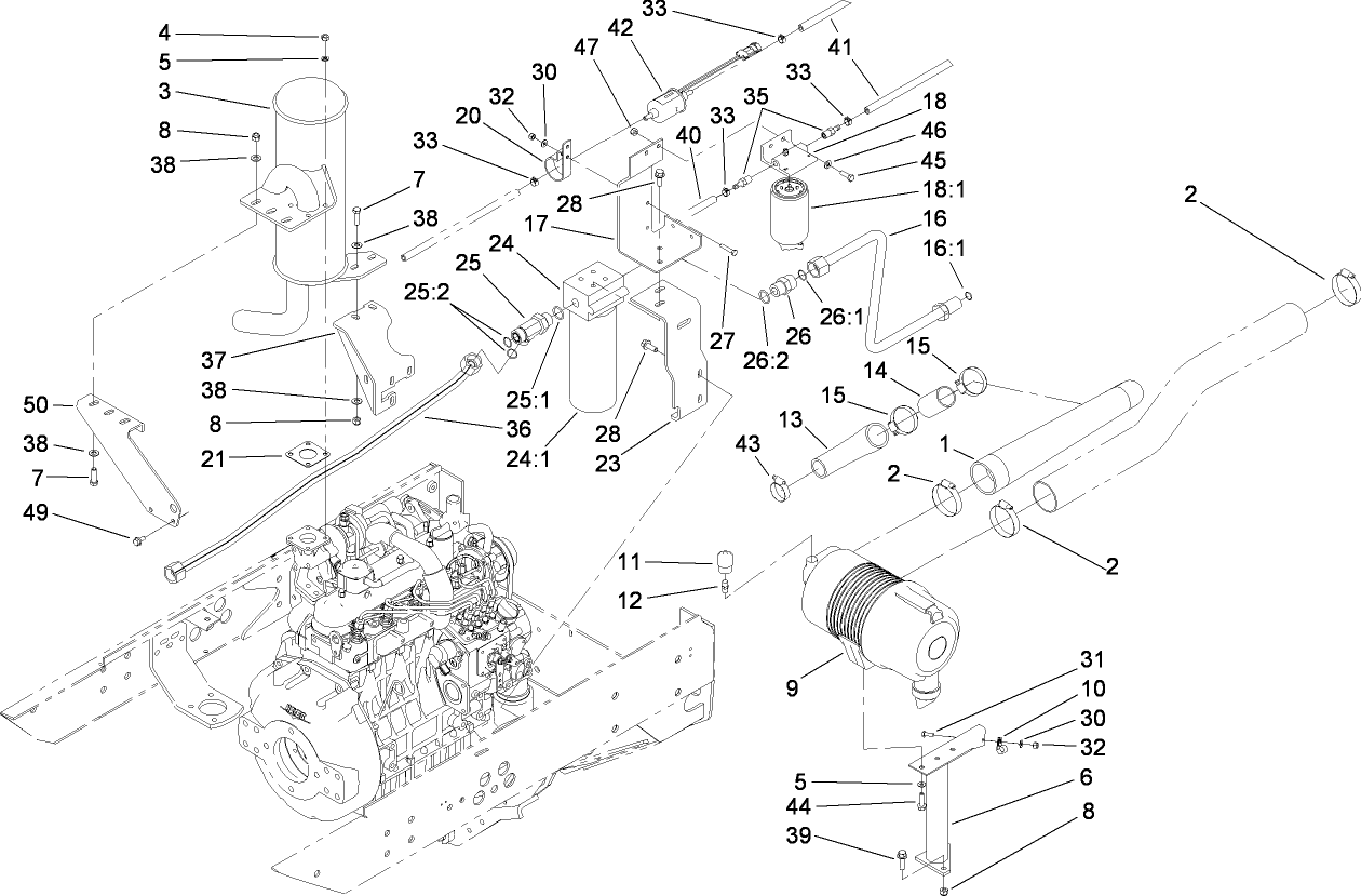 Oil/Water/Fuel Filter, Muffler and Air Cleaner Assembly