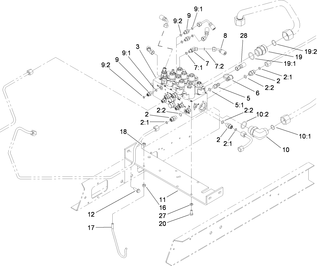 Front Hydraulic Control Block and Hose Assembly