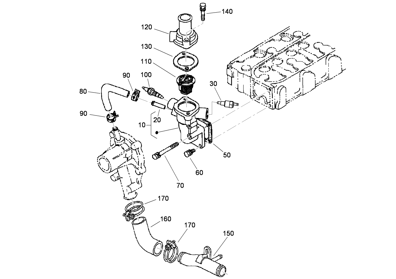 Water Flange and Thermostat Assembly