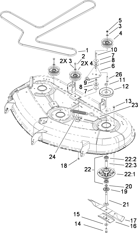 50 Inch Deck Spindle and Belt Drive Assembly