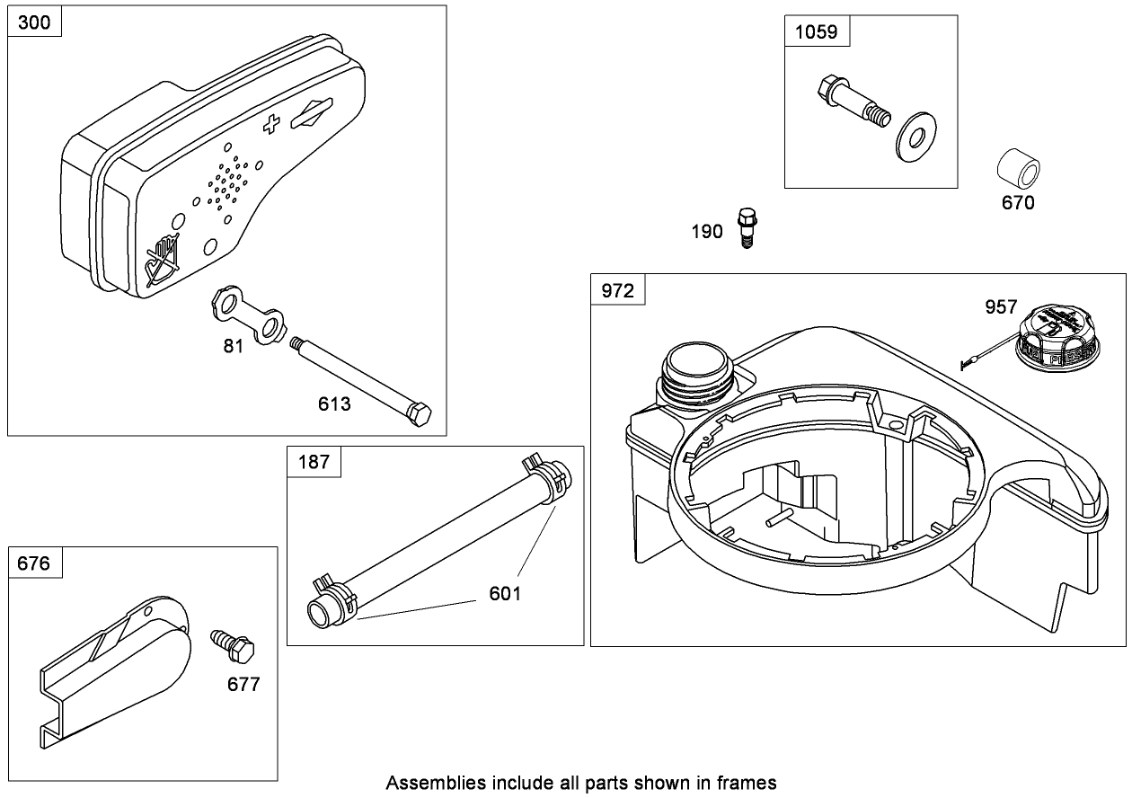 Muffler and Fuel Tank Assembly  Briggs and Stratton 124T02-0215-B1